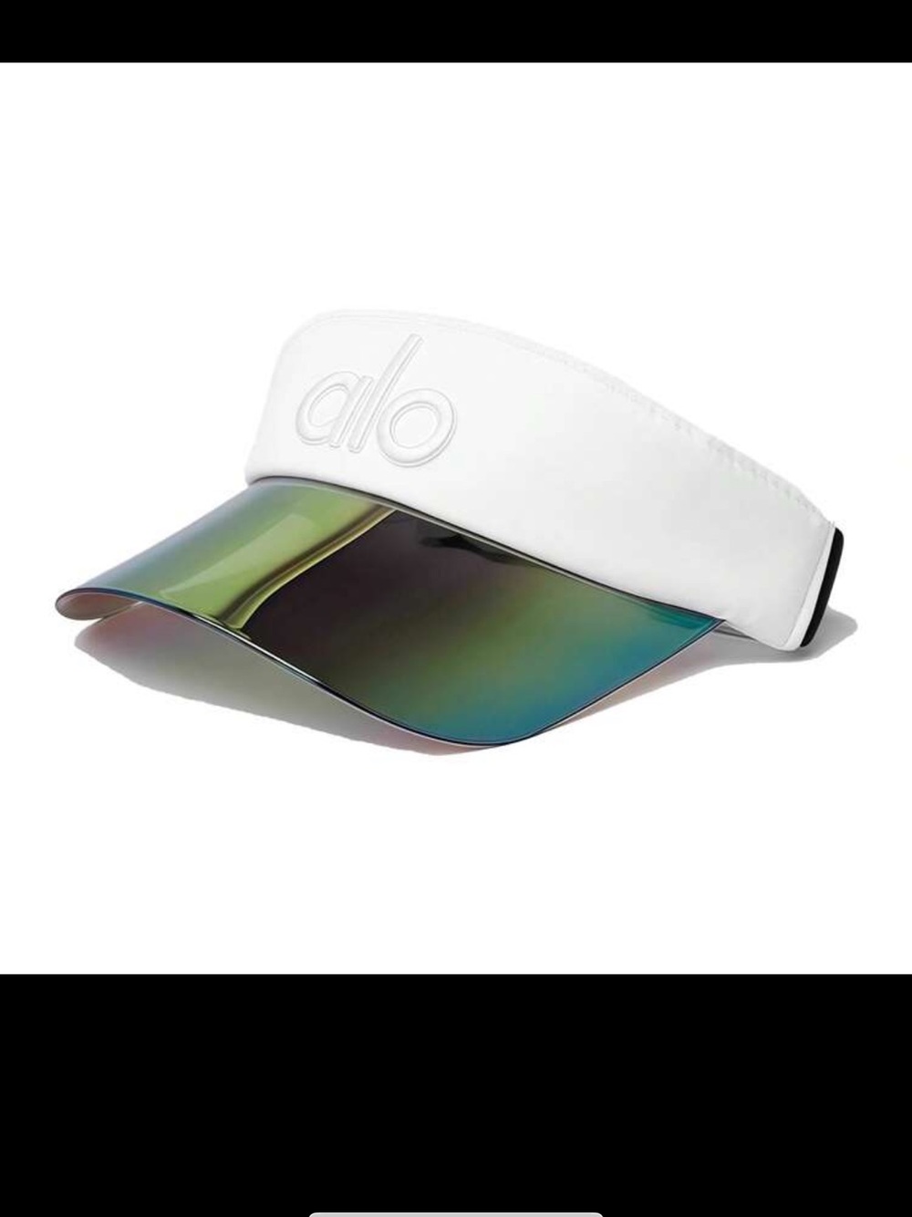 ALO Yoga White Visor with Iridescent Pink-Purple Brim